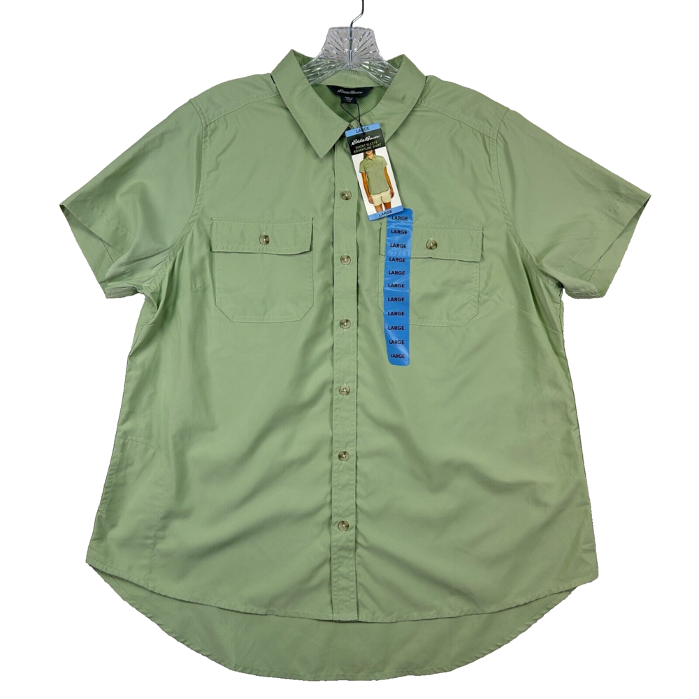 Eddie Bauer Shirt Womens Large Short Sleeve Adventure UPF 50 Utility Pockets
